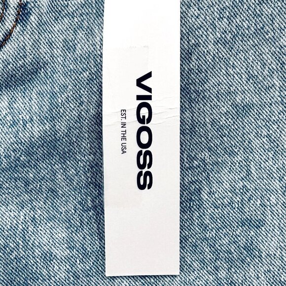 Vigoss Bermuda Denim Jean Size 27 Shorts Frayed Hem High Rise Blue Light Wash - Picture 11 of 14